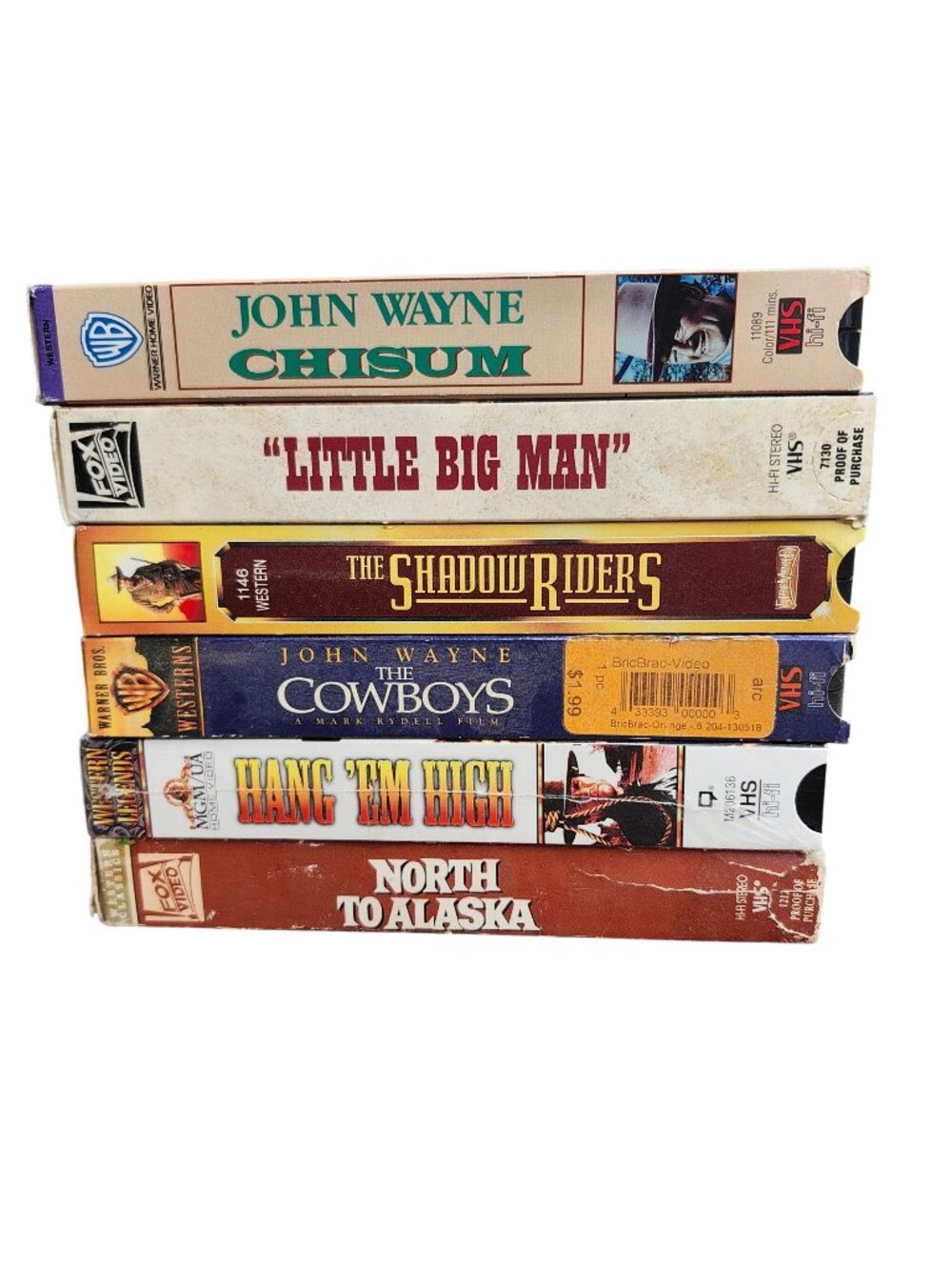 Vintage Western VHS Lot John Wayne Cowboys Chisum Little Big Man Shadow Riders